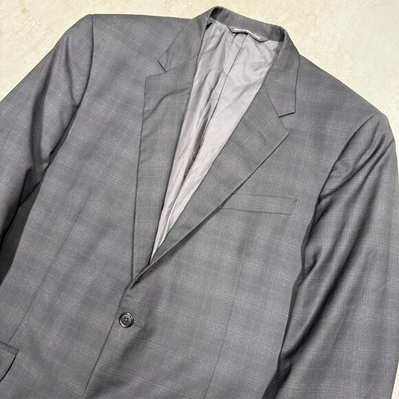 Coppley 1883 Blazer Reda Italy Super 130's Wool Check Sport Coat Grey 46L - Picture 2 of 9